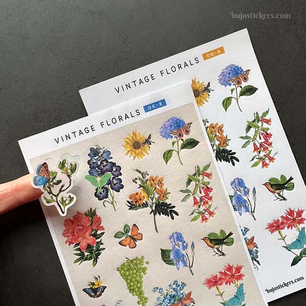 Stickers – Vintage blommor och fjärilar
