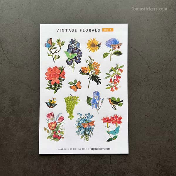 Stickers – Vintage blommor och fjärilar