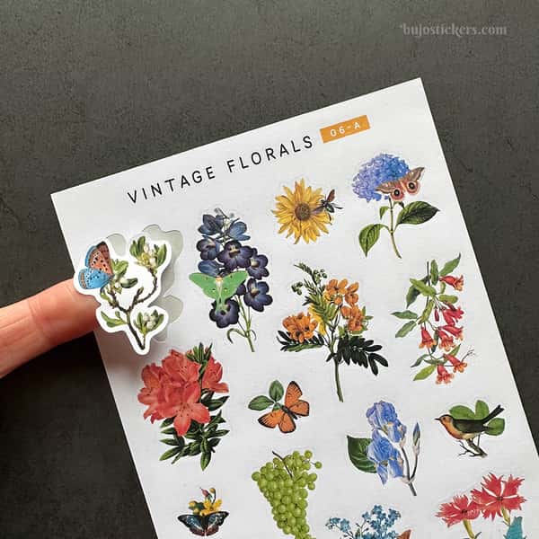 Stickers – Vintage blommor och fjärilar