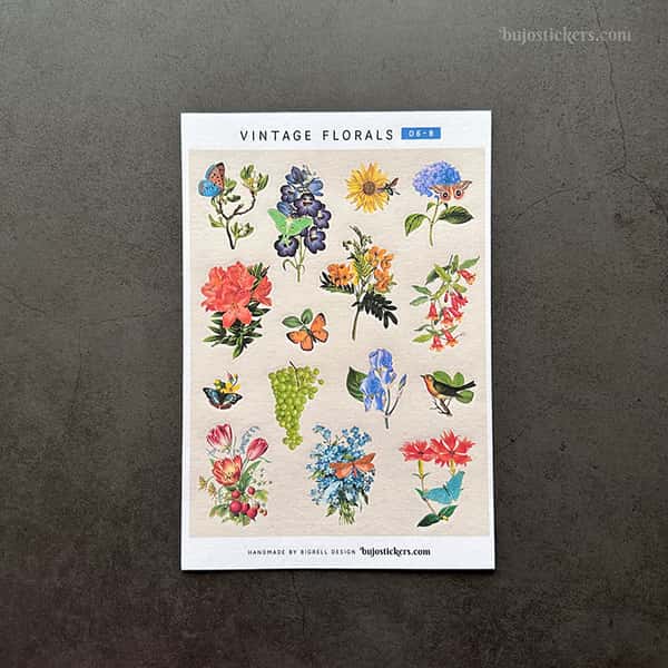 Stickers – Vintage blommor och fjärilar