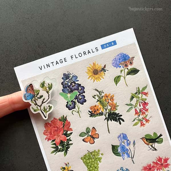 Stickers – Vintage blommor och fjärilar