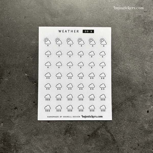 Stickers – Vädersymboler Regn – fyra färger
