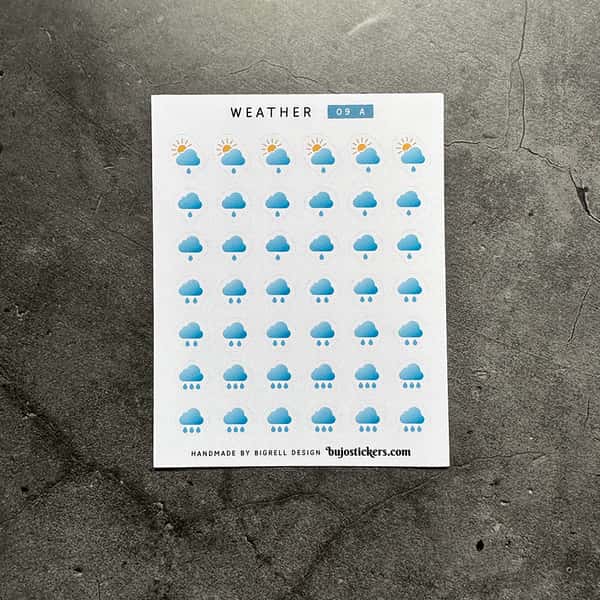 Stickers – Vädersymboler Regn – fyra färger