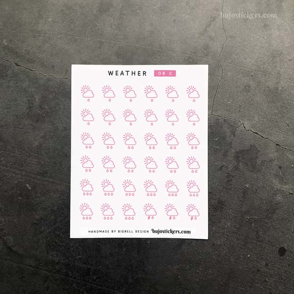 Stickers – Vädersymboler Sol och Regn – fyra färger