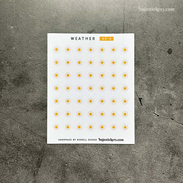 Stickers – Vädersymboler Sol – fyra färger