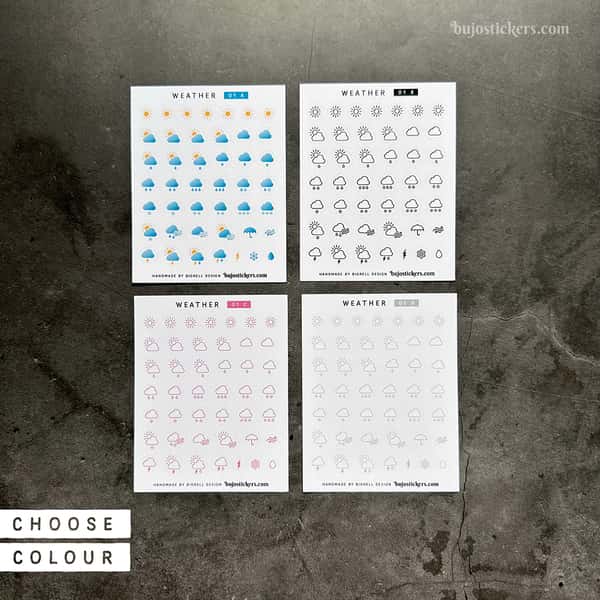 Stickers – Vädersymboler blandade ikoner – fyra färger