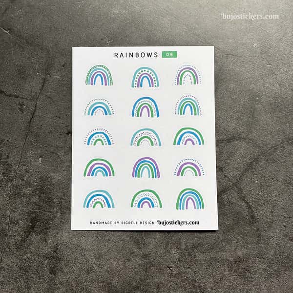 Stickers – Regnbågar i grönt, blått, lila