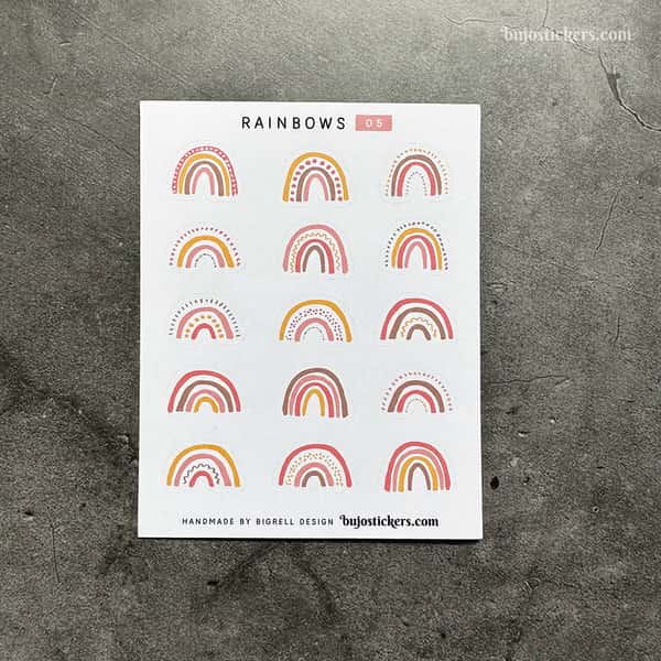 Stickers – Regnbågar i mjuka nyanser av korallrosa, gult, brunt