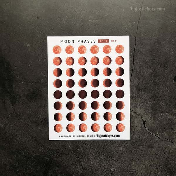 Stickers – Månfaser – 8 faser per måncykel – Välj färg!