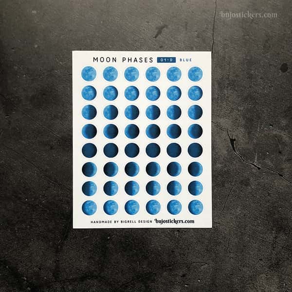 Stickers – Månfaser – 8 faser per måncykel – Välj färg!