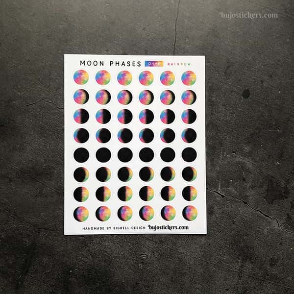 Stickers – Månfaser – 8 faser per måncykel – Välj färg!