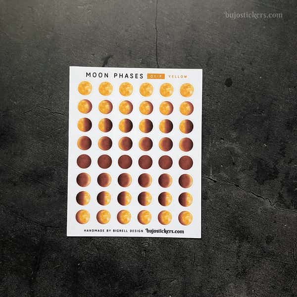 Stickers – Månfaser – 8 faser per måncykel – Välj färg!