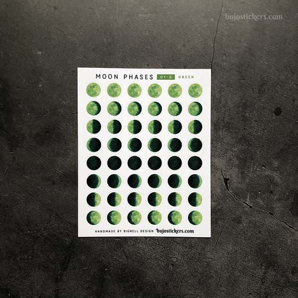 Stickers – Månfaser – 8 faser per måncykel – Välj färg!