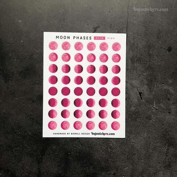 Stickers – Månfaser – 8 faser per måncykel – Välj färg!