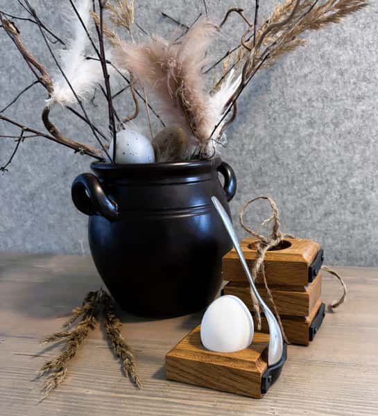 Äggkoppar i ek set med 4st