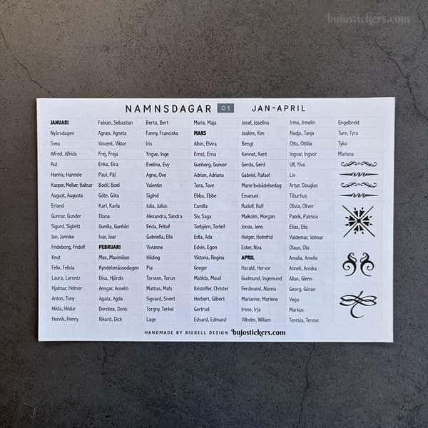 Stickers – Namnsdagar