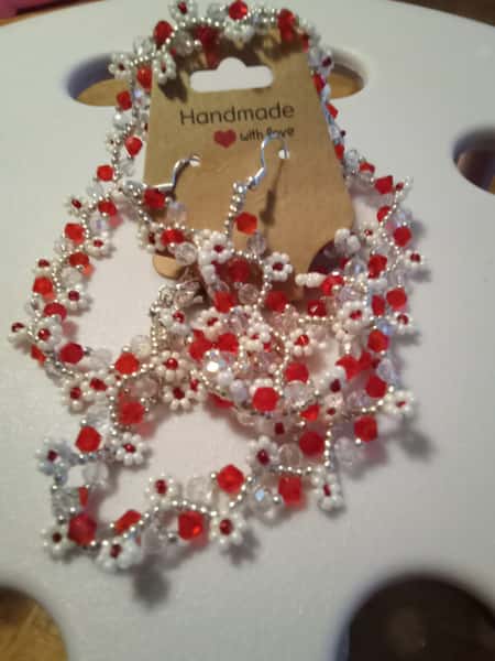 Smyckesset Dam  - Handgjort Halsband, Armband och Örhängen