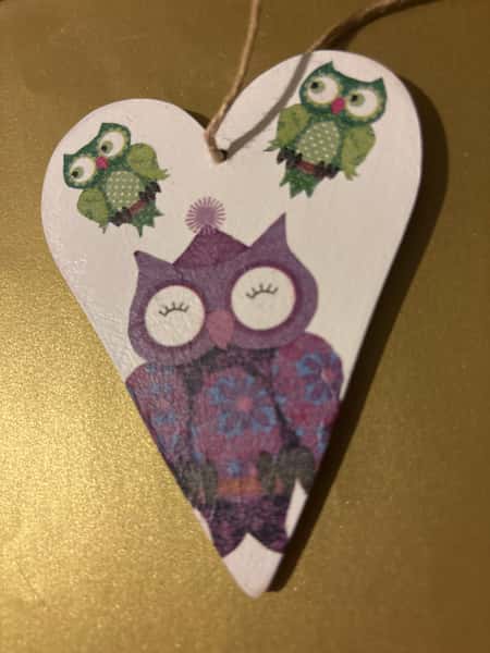 🦉 Handgjorda hjärtdekorationer med ugglor – ReDesignByTess & Mikko