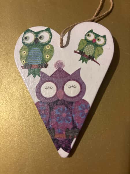 🦉 Handgjorda hjärtdekorationer med ugglor – ReDesignByTess & Mikko