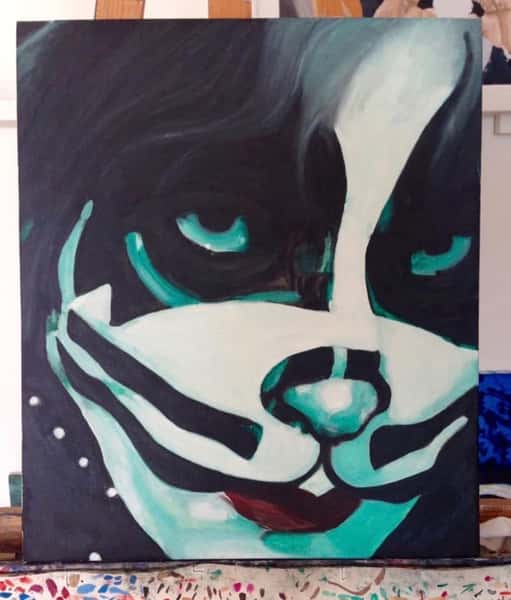 Peter Criss  – Handmålad oljemålning med stark karaktär (55 × 55 cm)