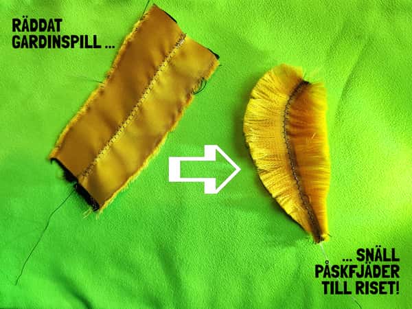DIY-kit: 5 påskfjädrar av räddat tygspill