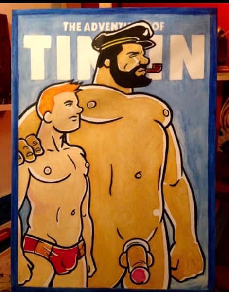 Tintin i olja – färgstark tavla med karaktär (68×95 cm