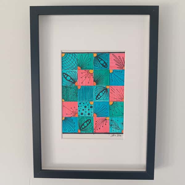 Cool Fineliner Art i Svart Ram - Color Splash