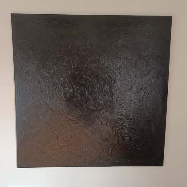 Swirl Away – En Oändlig Rörelse i Svart Glans (100x100 cm)