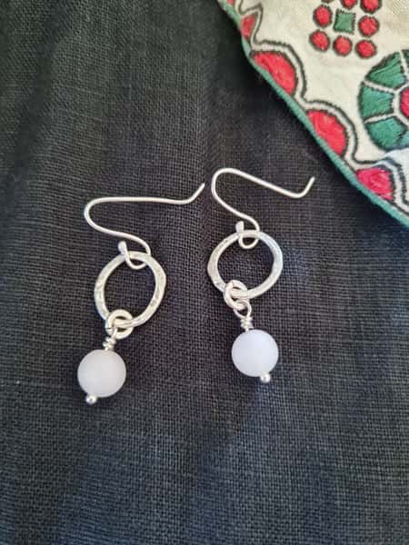 Silverörhängen med rosenkvarts