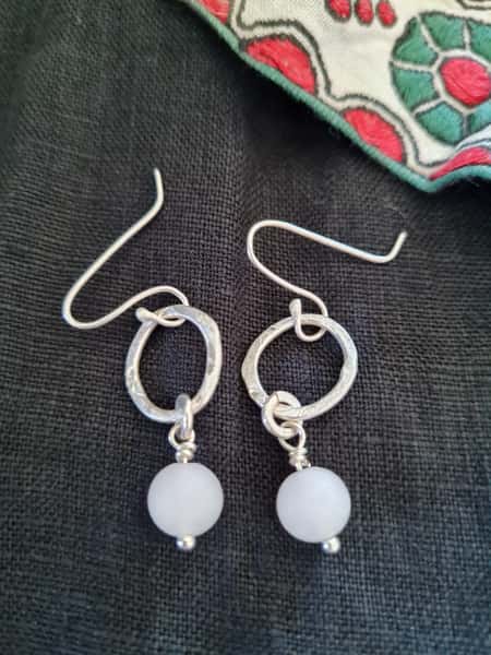 Silverörhängen med rosenkvarts