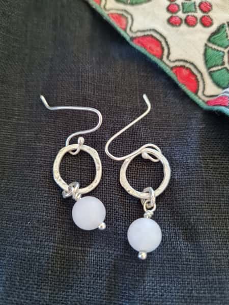 Silverörhängen med rosenkvarts