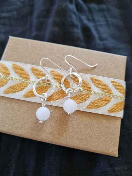 Silverörhängen med rosenkvarts