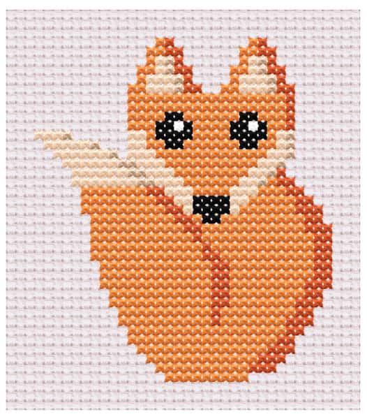 Mysig räv – broderimönster korsstygn