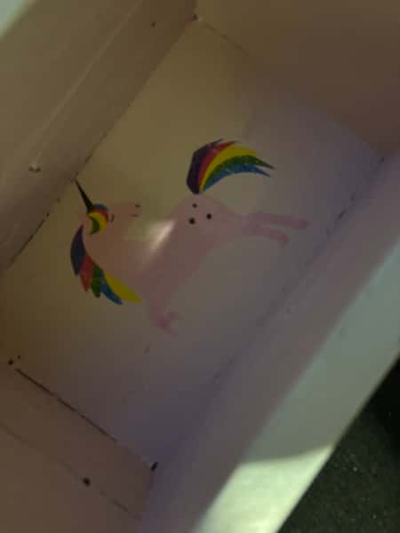 🦄 Handgjord förvaringslåda i spillvirke – Unicorn dröm