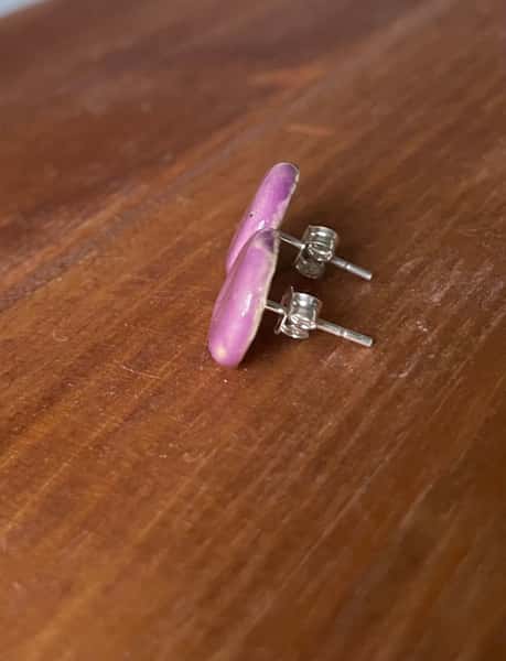 Keramik +silver örhängen syren  13mm