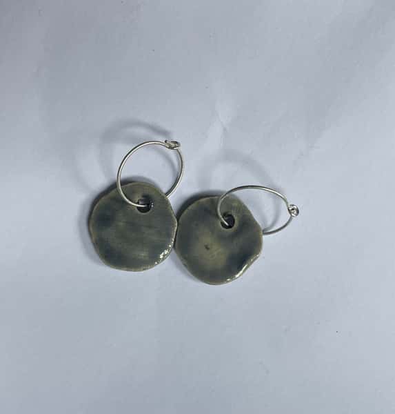 Keramik +silver örhängen blomma  18mm