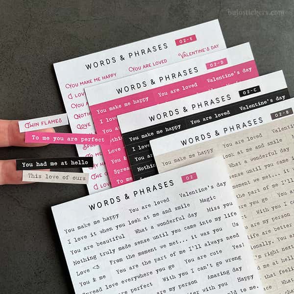 Stickers – Textremsor: Love, romance & Valentine's day